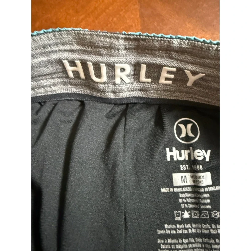 Hurley Youth Boys Swim Trunks Shorts Turquoise‎ Blue M Elastic Waist Drawstring